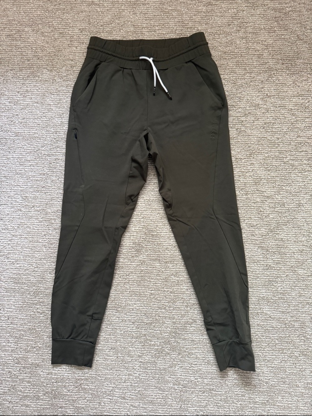 BYLT Olive Green Jogger Pants Slim Athletic Fit Stretch Lightweight Zip Pockets